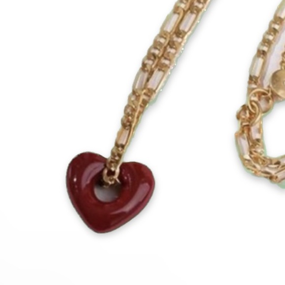 Madewell Enamel Heart Pendant Necklace NWOT - Picture 11 of 15